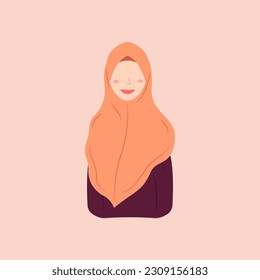 Female character designs wearing hijab in trendy, popular and modern styles. Various avatars of Muslim female characters are suitable for the needs of Islamic graphic elements. Vector design