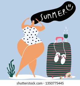 Female character enjoying the summertime vector