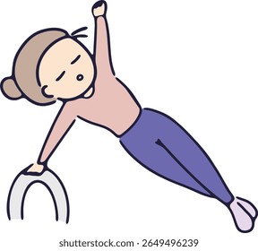 Carácter femenino que hace ejercicio para hacer su cuerpo flexible