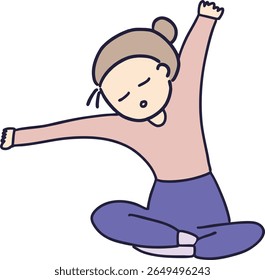 Female character exercising to make her body flexible