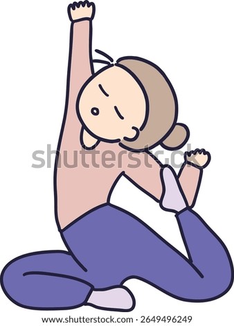 Female character exercising to make her body flexible
