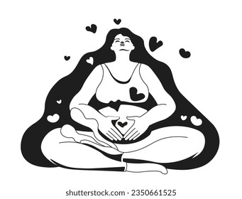 Female character expecting mother placing hands on belly. Isolated pregnant lady waiting for childbirth, motherhood and maternity, caring for kid. Parenting and childcare. Vector in flat style
