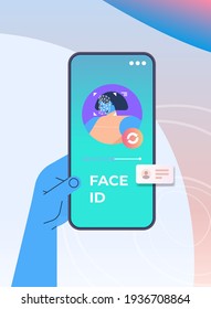 female character face identity verification scanning facial recognition process personal id access