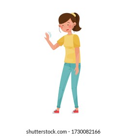 Female Character Having Tremor As Symptom Of Diabetes Vector Illustration