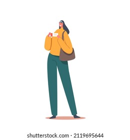 Female Character Holding Medicine Package in Hands. Customer Buy Pills at Pharmacy. Healthcare, Doctor Prescription, Medicaments in Drugstore Pharmaceutical Concept. Cartoon People Vector Illustration