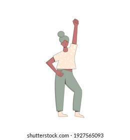 Female character holding placards isolated on white background. Person standing with blank. Young woman in casual clothes with banner taking part in parade, picket. Social activism. Vector.