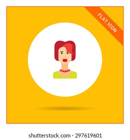Female character icon, portrait of young redheaded woman