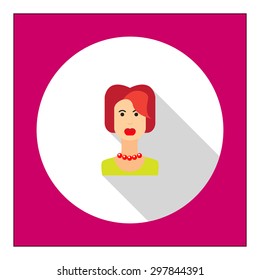 Female character icon, portrait of young redheaded woman