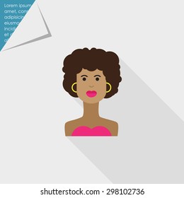 Female character icon, portrait of young African American  woman