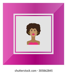Female character icon, portrait of young African American  woman