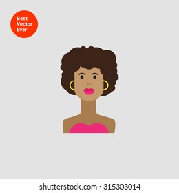 Female character icon, portrait of young African American  woman