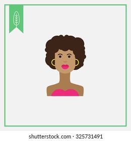 Female character icon, portrait of young African American  woman