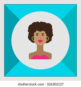 Female character icon, portrait of young African American  woman