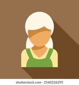 Female character icon wearing a green apron, potentially representing a gardener, cleaner, or other professions