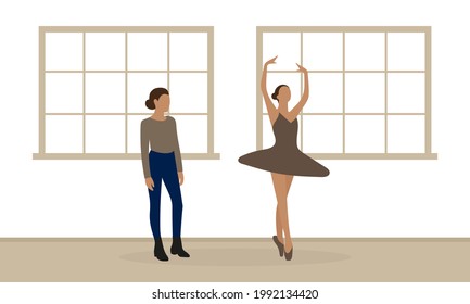 Female character looking at a dancing ballerina