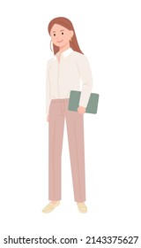 A female character in office look fashion. flat design style vector illustration.
