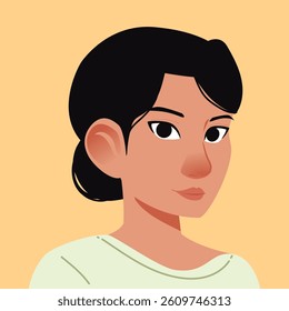 Female character potrait vector cute, pretty woman 