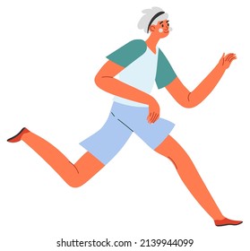 Female character running and jogging, isolated woman training and working out. Keeping fit and losing weight, person preparing for marathon. Relaxation and recreation vector in flat style illustration