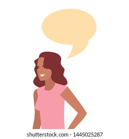  female character with talk bubble