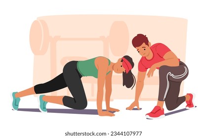 Female Character Undergoing Personalized Coaching, Improving Skills, And Achieving Goals Under The Guidance Of A Personal Coach, Successful Training Experience. Cartoon People Vector Illustration