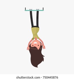 Female character upside down: Vector illustration.