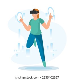 Female character with virtual reality glasses Vector