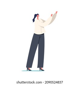 Female Character in White Shirt and Black Pants Isolated on White Background. Single Woman Positive and Friendly Person, Coach, Businesswoman in Casual Clothes. Cartoon People Vector Illustration