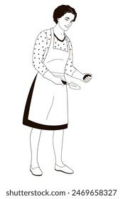 female  character woman with a gardening spatula for transplanting plants in her hand