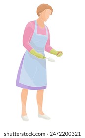 female  character woman with a gardening spatula for transplanting plants in her hand