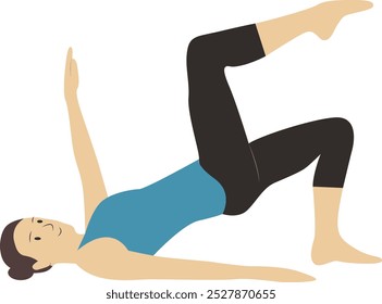 Female Character Yoga Pose in Flat Style. Vector Illustration Design