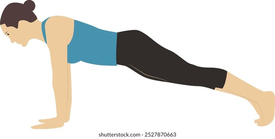 Pose de yoga de carácter femenino en estilo plano. Diseño de Ilustración vectorial