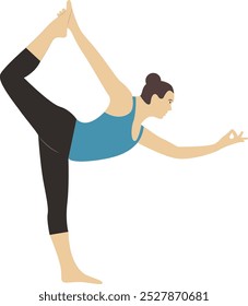 Personagem Feminino Yoga Pose em Estilo Plano. Design de Ilustração de Vetor