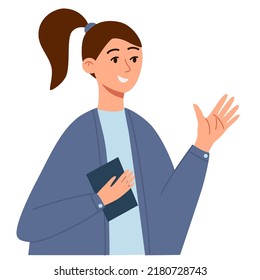 Female character. Young girl. People profile. Perfect for social media and business presentations, user interface, UX, graphic and web design, applications and interfaces. Vector illustration