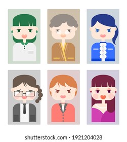 Female characters, avatars, personas used in presentation or documentation scenarios.