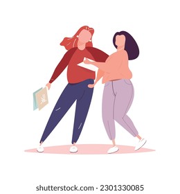 Female Characters Borrow Money at Husband or Friend Illustration