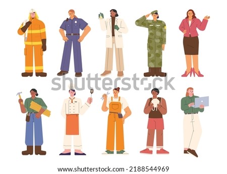 Female characters of various professions. female expert. flat design style vector illustration.