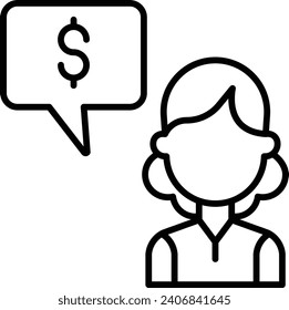 Female chat Outline vector illustration icon