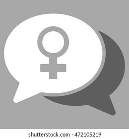 Female Chat vector icon. Style is bicolor flat symbol, dark gray and white colors, rounded angles, silver background.