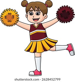 Female Cheerleader Arabesque Position Clipart 