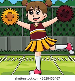 Female Cheerleader Arabesque Position Colored 