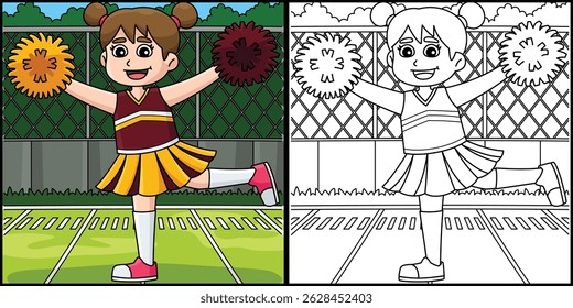 Female Cheerleader Arabesque Position Illustration