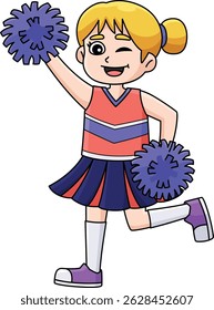 Female Cheerleader Dancing Cartoon Colored Clipart