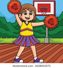 Female Cheerleader doing L Position Colored 