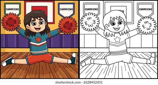 Female Cheerleader doing Splits Illustration 