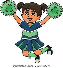 Female Cheerleader doing Stunts Cartoon Clipart 