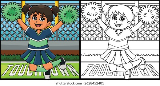 Female Cheerleader doing Stunts Illustration 
