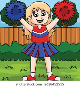 Female Cheerleader High V Motion Colored Cartoon 