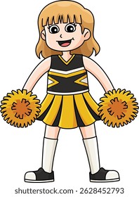 Female Cheerleader Holding Pompoms Cartoon Clipart