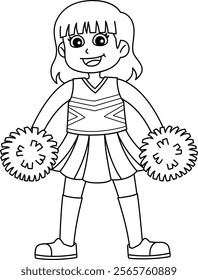 Female Cheerleader Holding Pompoms Isolated 