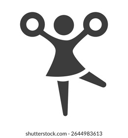 Female Cheerleader Icon Black and White Vector Graphic